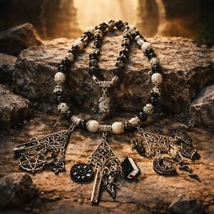 Greek Goddess Hekate Prayer Beads With Corresponding Charms And Stones Crystals.